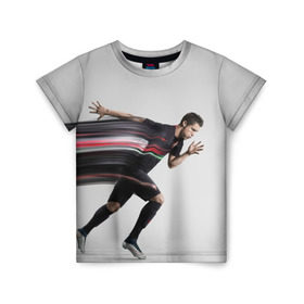 Детская футболка 3D с принтом Cristiano Ronaldo в Кировске, 100% гипоаллергенный полиэфир | прямой крой, круглый вырез горловины, длина до линии бедер, чуть спущенное плечо, ткань немного тянется | cristiano ronaldo