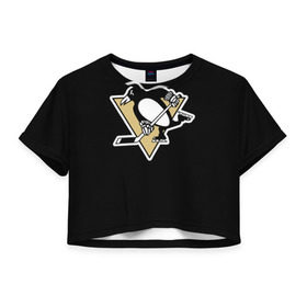 Женская футболка 3D укороченная с принтом Pittsburgh Penguins Malkin в Кировске, 100% полиэстер | круглая горловина, длина футболки до линии талии, рукава с отворотами | malkin | pittsburgh penguins | малкин
