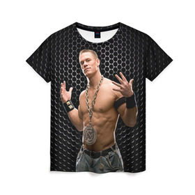 Женская футболка 3D с принтом John Cena в Кировске, 100% полиэфир ( синтетическое хлопкоподобное полотно) | прямой крой, круглый вырез горловины, длина до линии бедер | john cena | wwe чемпион | джон сина