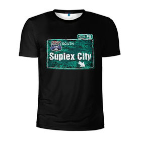 Мужская футболка 3D спортивная с принтом Suplex city в Кировске, 100% полиэстер с улучшенными характеристиками | приталенный силуэт, круглая горловина, широкие плечи, сужается к линии бедра | fear | fury | wwe | рестлер