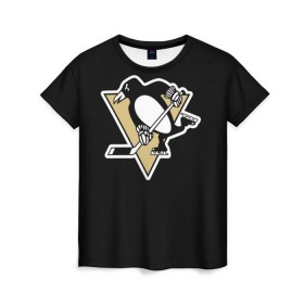 Женская футболка 3D с принтом Pittsburgh Penguins Crosby в Кировске, 100% полиэфир ( синтетическое хлопкоподобное полотно) | прямой крой, круглый вырез горловины, длина до линии бедер | crosby | nhl | pittsburgh penguins