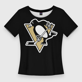 Женская футболка 3D Slim с принтом Pittsburgh Penguins Crosby в Кировске,  |  | crosby | nhl | pittsburgh penguins