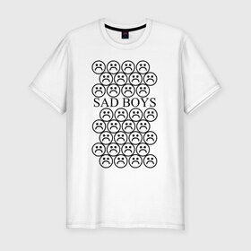 Мужская футболка премиум с принтом Sad Boys logo в Кировске, 92% хлопок, 8% лайкра | приталенный силуэт, круглый вырез ворота, длина до линии бедра, короткий рукав | boys | sad | sad boys | yung lean