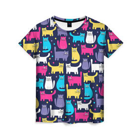 Женская футболка 3D с принтом Котятки в Кировске, 100% полиэфир ( синтетическое хлопкоподобное полотно) | прямой крой, круглый вырез горловины, длина до линии бедер | кот | котенок | котик | кошечка | кошка | мем | независимая | сильная