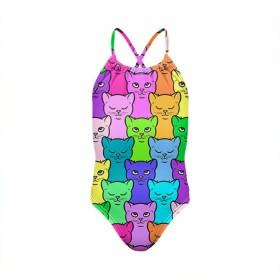 Детский купальник 3D с принтом Котятушки в Кировске, Полиэстер 85%, Спандекс 15% | Слитный крой, подклад по переду изделия, узкие бретели | Тематика изображения на принте: кот | котенок | котик | кошечка | кошка | мем | независимая | сильная