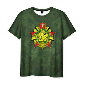 Мужская футболка 3D с принтом Отличник погранвойск в Кировске, 100% полиэфир | прямой крой, круглый вырез горловины, длина до линии бедер | армия | пограничник | пограничные войска