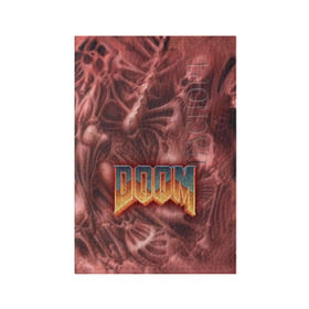 Обложка для паспорта матовая кожа с принтом Doom (Classic) в Кировске, натуральная матовая кожа | размер 19,3 х 13,7 см; прозрачные пластиковые крепления | 90 | олдскул | скелет | череп