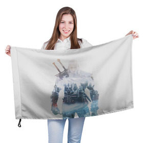 Флаг 3D с принтом Геральт Охота в Кировске, 100% полиэстер | плотность ткани — 95 г/м2, размер — 67 х 109 см. Принт наносится с одной стороны | gerald | wild hunt | witcher | ведьмак | геральд | дикая охота