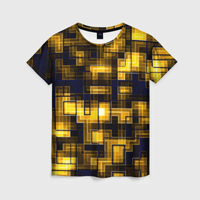Женская футболка 3D с принтом Лабиринт в Кировске, 100% полиэфир ( синтетическое хлопкоподобное полотно) | прямой крой, круглый вырез горловины, длина до линии бедер | exchange | арт | гранж | краска | лабиринт | полосы | цветные