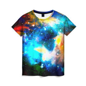 Женская футболка 3D с принтом Космос в Кировске, 100% полиэфир ( синтетическое хлопкоподобное полотно) | прямой крой, круглый вырез горловины, длина до линии бедер | вселенная | галактика | звезды | космос