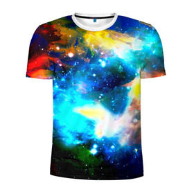 Мужская футболка 3D спортивная с принтом Космос в Кировске, 100% полиэстер с улучшенными характеристиками | приталенный силуэт, круглая горловина, широкие плечи, сужается к линии бедра | вселенная | галактика | звезды | космос