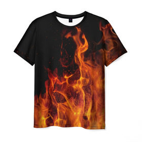 Мужская футболка 3D с принтом Огонь в Кировске, 100% полиэфир | прямой крой, круглый вырез горловины, длина до линии бедер | костер | пламя