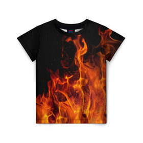 Детская футболка 3D с принтом Огонь в Кировске, 100% гипоаллергенный полиэфир | прямой крой, круглый вырез горловины, длина до линии бедер, чуть спущенное плечо, ткань немного тянется | костер | пламя