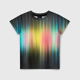 Детская футболка 3D с принтом Спектр в Кировске, 100% гипоаллергенный полиэфир | прямой крой, круглый вырез горловины, длина до линии бедер, чуть спущенное плечо, ткань немного тянется | Тематика изображения на принте: мерцание | радуга | свет | свечение | сияние | спектр | цвета | эквалайзер