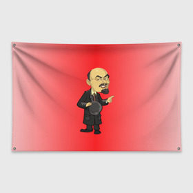 Флаг-баннер с принтом Ленин каррикатура в Кировске, 100% полиэстер | размер 67 х 109 см, плотность ткани — 95 г/м2; по краям флага есть четыре люверса для крепления | lenin | ussr | владимир | ильич | ленин | ссср