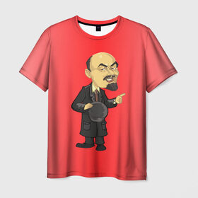 Мужская футболка 3D с принтом Ленин каррикатура в Кировске, 100% полиэфир | прямой крой, круглый вырез горловины, длина до линии бедер | lenin | ussr | владимир | ильич | ленин | ссср