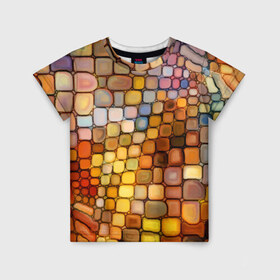 Детская футболка 3D с принтом Мозаика в Кировске, 100% гипоаллергенный полиэфир | прямой крой, круглый вырез горловины, длина до линии бедер, чуть спущенное плечо, ткань немного тянется | арт | дизайн | искусство | композиция | краски | мозаика | пазл | цветные камешки