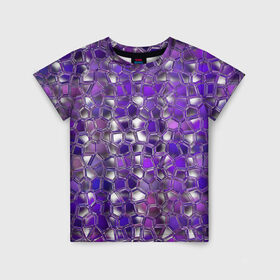 Детская футболка 3D с принтом Фиолетовая мозаика в Кировске, 100% гипоаллергенный полиэфир | прямой крой, круглый вырез горловины, длина до линии бедер, чуть спущенное плечо, ткань немного тянется | дизайн | искусство | композиция | мозаика | стёклышки | цветные камешки