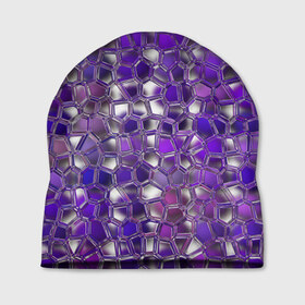 Шапка 3D с принтом Фиолетовая мозаика в Кировске, 100% полиэстер | универсальный размер, печать по всей поверхности изделия | Тематика изображения на принте: дизайн | искусство | композиция | мозаика | стёклышки | цветные камешки