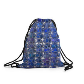 Рюкзак-мешок 3D с принтом Синяя мозаика в Кировске, 100% полиэстер | плотность ткани — 200 г/м2, размер — 35 х 45 см; лямки — толстые шнурки, застежка на шнуровке, без карманов и подкладки | дизайн | искусство | композиция | мозаика | стёклышки | цветные камешки