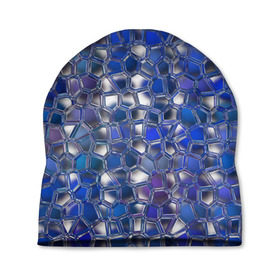 Шапка 3D с принтом Синяя мозаика в Кировске, 100% полиэстер | универсальный размер, печать по всей поверхности изделия | дизайн | искусство | композиция | мозаика | стёклышки | цветные камешки