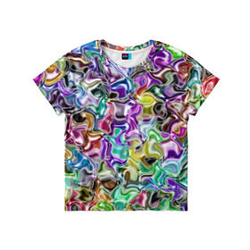 Детская футболка 3D с принтом Цветное безумие в Кировске, 100% гипоаллергенный полиэфир | прямой крой, круглый вырез горловины, длина до линии бедер, чуть спущенное плечо, ткань немного тянется | арт | дизайн | искусство | краски | мозаика | палитра | радуга | разные цвета | текстура | цветное безумие