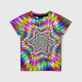 Детская футболка 3D с принтом Спектральная иллюзия в Кировске, 100% гипоаллергенный полиэфир | прямой крой, круглый вырез горловины, длина до линии бедер, чуть спущенное плечо, ткань немного тянется | взрыв | гипноз | движение | краски | красочный фон | обман зрения | оптическая иллюзия | погружение | текстура | фокус | цветовой спектр