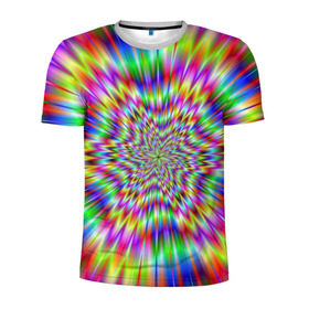 Мужская футболка 3D спортивная с принтом Спектральная иллюзия в Кировске, 100% полиэстер с улучшенными характеристиками | приталенный силуэт, круглая горловина, широкие плечи, сужается к линии бедра | взрыв | гипноз | движение | краски | красочный фон | обман зрения | оптическая иллюзия | погружение | текстура | фокус | цветовой спектр