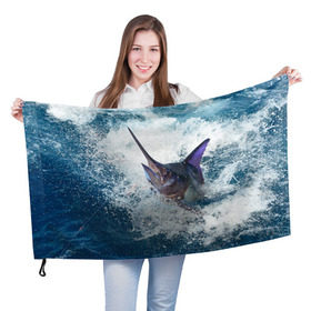 Флаг 3D с принтом Рыбалка 1 в Кировске, 100% полиэстер | плотность ткани — 95 г/м2, размер — 67 х 109 см. Принт наносится с одной стороны | грузило | карась | лодка | окунь | природа | река | рыбак | рыболов | снасти | туризм | щука
