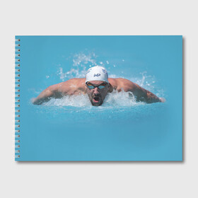 Альбом для рисования с принтом Michael Phelps в Кировске, 100% бумага
 | матовая бумага, плотность 200 мг. | Тематика изображения на принте: 