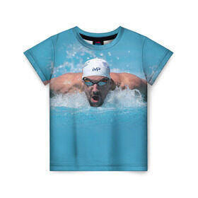 Детская футболка 3D с принтом Michael Phelps в Кировске, 100% гипоаллергенный полиэфир | прямой крой, круглый вырез горловины, длина до линии бедер, чуть спущенное плечо, ткань немного тянется | 