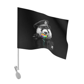 Флаг для автомобиля с принтом Панда и карамель в Кировске, 100% полиэстер | Размер: 30*21 см | панда | черно белый