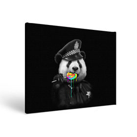 Холст прямоугольный с принтом Панда и карамель в Кировске, 100% ПВХ |  | Тематика изображения на принте: панда | черно белый
