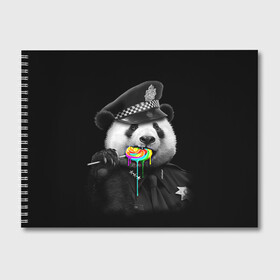 Альбом для рисования с принтом Панда и карамель в Кировске, 100% бумага
 | матовая бумага, плотность 200 мг. | Тематика изображения на принте: панда | черно белый