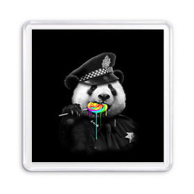 Магнит 55*55 с принтом Панда и карамель в Кировске, Пластик | Размер: 65*65 мм; Размер печати: 55*55 мм | панда | черно белый