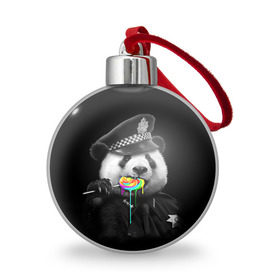 Ёлочный шар с принтом Панда и карамель в Кировске, Пластик | Диаметр: 77 мм | панда | черно белый