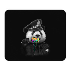 Коврик прямоугольный с принтом Панда и карамель в Кировске, натуральный каучук | размер 230 х 185 мм; запечатка лицевой стороны | Тематика изображения на принте: панда | черно белый