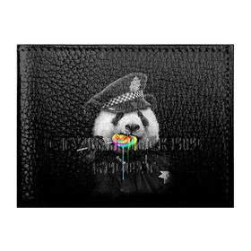 Обложка для студенческого билета с принтом Панда и карамель в Кировске, натуральная кожа | Размер: 11*8 см; Печать на всей внешней стороне | Тематика изображения на принте: панда | черно белый