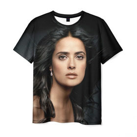 Мужская футболка 3D с принтом Сальма Хайек в Кировске, 100% полиэфир | прямой крой, круглый вырез горловины, длина до линии бедер | salma hayek | актриса | мексикано американская | певица | продюсер | режиссёр | сальма хайек