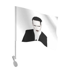 Флаг для автомобиля с принтом Мэрилин Мэнсон в Кировске, 100% полиэстер | Размер: 30*21 см | marilyn manson | мэрилин мэнсон