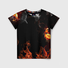 Детская футболка 3D с принтом Огонь в Кировске, 100% гипоаллергенный полиэфир | прямой крой, круглый вырез горловины, длина до линии бедер, чуть спущенное плечо, ткань немного тянется | red | абстракция | арт | дым | новые | огонь | прикольные