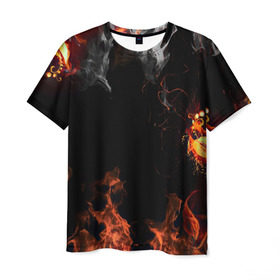 Мужская футболка 3D с принтом Огонь в Кировске, 100% полиэфир | прямой крой, круглый вырез горловины, длина до линии бедер | red | абстракция | арт | дым | новые | огонь | прикольные