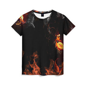 Женская футболка 3D с принтом Огонь в Кировске, 100% полиэфир ( синтетическое хлопкоподобное полотно) | прямой крой, круглый вырез горловины, длина до линии бедер | red | абстракция | арт | дым | новые | огонь | прикольные