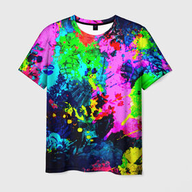 Мужская футболка 3D с принтом Пятна краски в Кировске, 100% полиэфир | прямой крой, круглый вырез горловины, длина до линии бедер | гранж | краска | новые | прикольные | текстуры | цветные