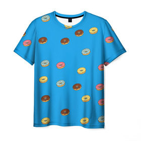 Мужская футболка 3D с принтом Пончики в Кировске, 100% полиэфир | прямой крой, круглый вырез горловины, длина до линии бедер | donut | гомер | еда | пончики | симпсон | фаст