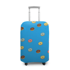 Чехол для чемодана 3D с принтом Пончики в Кировске, 86% полиэфир, 14% спандекс | двустороннее нанесение принта, прорези для ручек и колес | donut | гомер | еда | пончики | симпсон | фаст