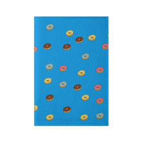 Обложка для паспорта матовая кожа с принтом Пончики в Кировске, натуральная матовая кожа | размер 19,3 х 13,7 см; прозрачные пластиковые крепления | donut | гомер | еда | пончики | симпсон | фаст