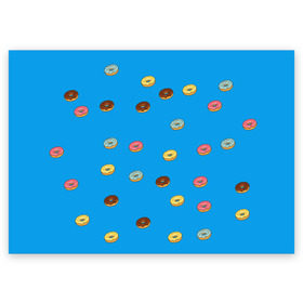 Поздравительная открытка с принтом Пончики в Кировске, 100% бумага | плотность бумаги 280 г/м2, матовая, на обратной стороне линовка и место для марки
 | Тематика изображения на принте: donut | гомер | еда | пончики | симпсон | фаст