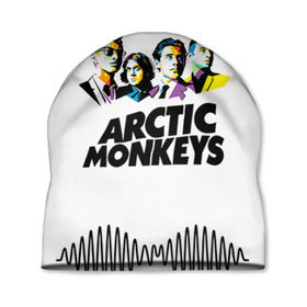 Шапка 3D с принтом Arctic Monkeys 2 в Кировске, 100% полиэстер | универсальный размер, печать по всей поверхности изделия | Тематика изображения на принте: am | arctic | arctic monkeys | monkeys | rock | алекс тёрнер | амы | арктические мартышки | джейми кук | мартышки | мэтт хелдерс. ам | ник омэлли | ник о’мэлли | рок