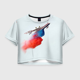 Женская футболка 3D укороченная с принтом Самолет Мчс 1 в Кировске, 100% полиэстер | круглая горловина, длина футболки до линии талии, рукава с отворотами | армия | армия россии | военная | военная техника | самолет | самолеты | техника